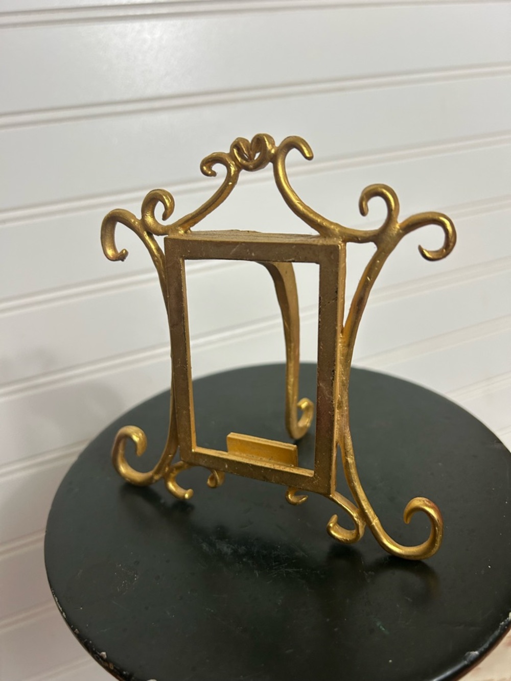 Picture frame miniature Modulus metal goldtone quirky art nouveau small photo